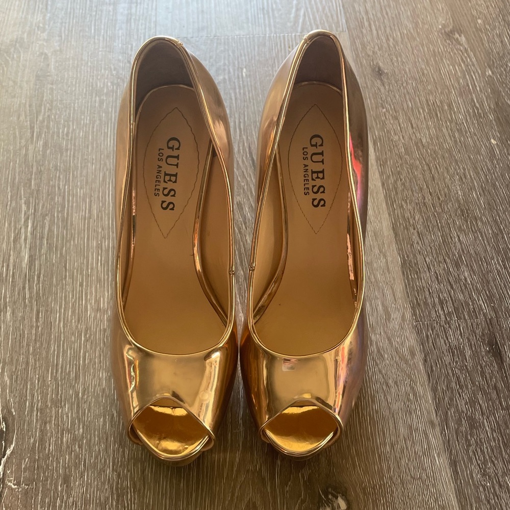 Rose Gold Metallic Rose Gold Guess Heels